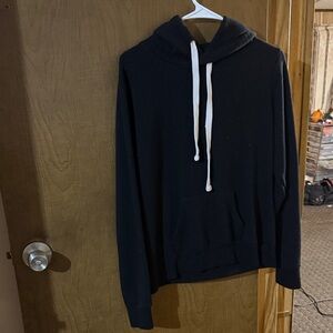 Timing Black Hoodie with White Drawstrings